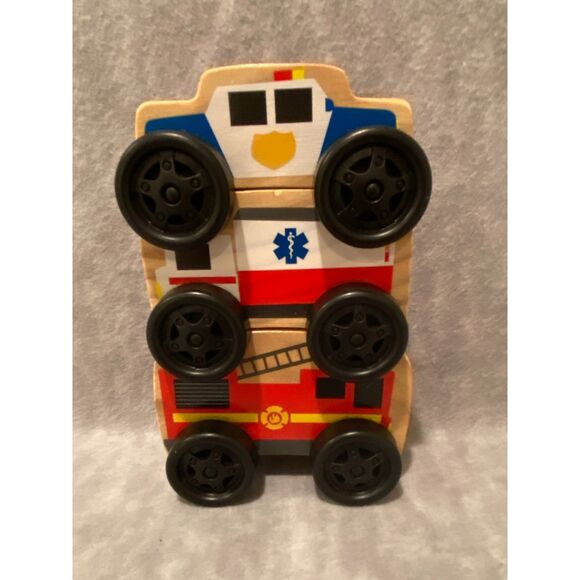 Playgo Wooden Toys Stacking Emergency Vehicles‎ Set of 3 EMS - Picture 1 of 5